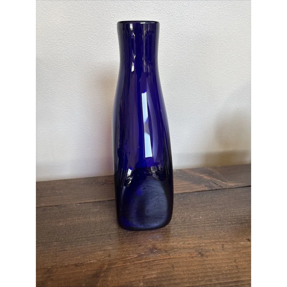 Vintage Cobalt Blue Vase Decanter Wanda Hand Made In Poland 11